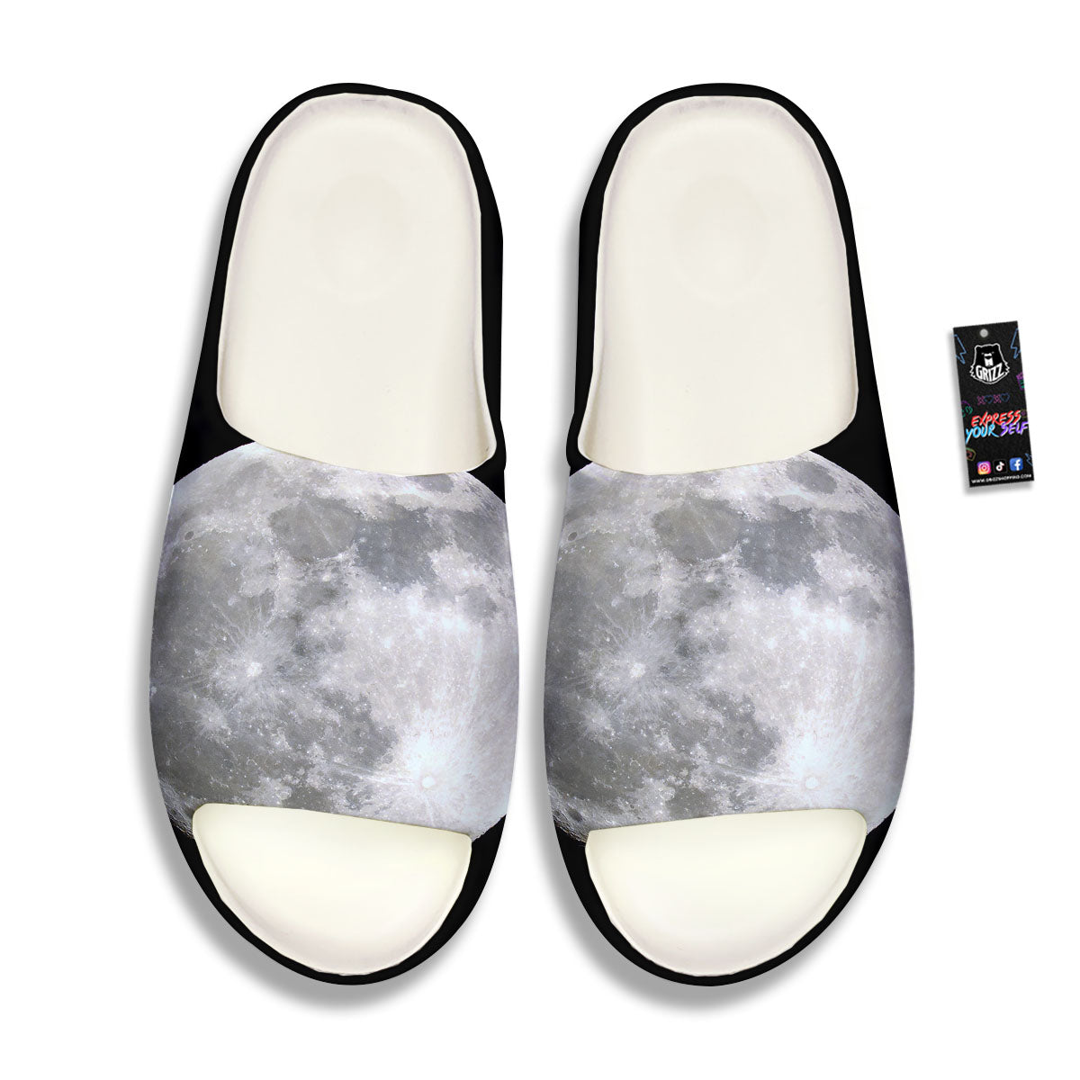 Moonlight White And Black Print Sandals-grizzshop