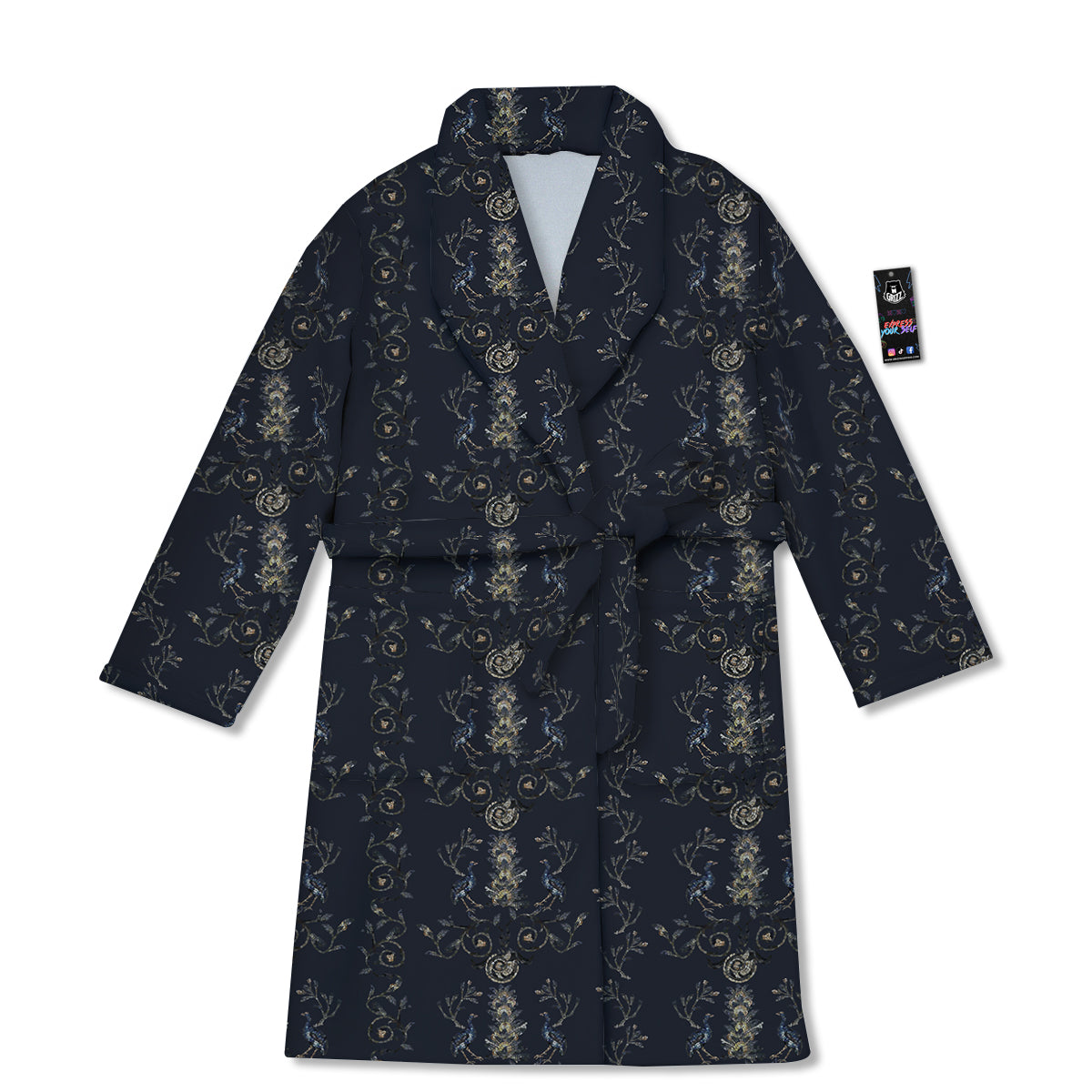 Mosaic Bird Pattern Bathrobe-grizzshop