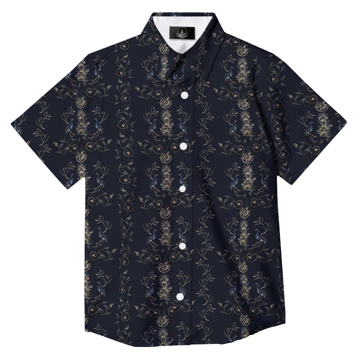 Mosaic Bird Pattern Button Up Shirt-grizzshop