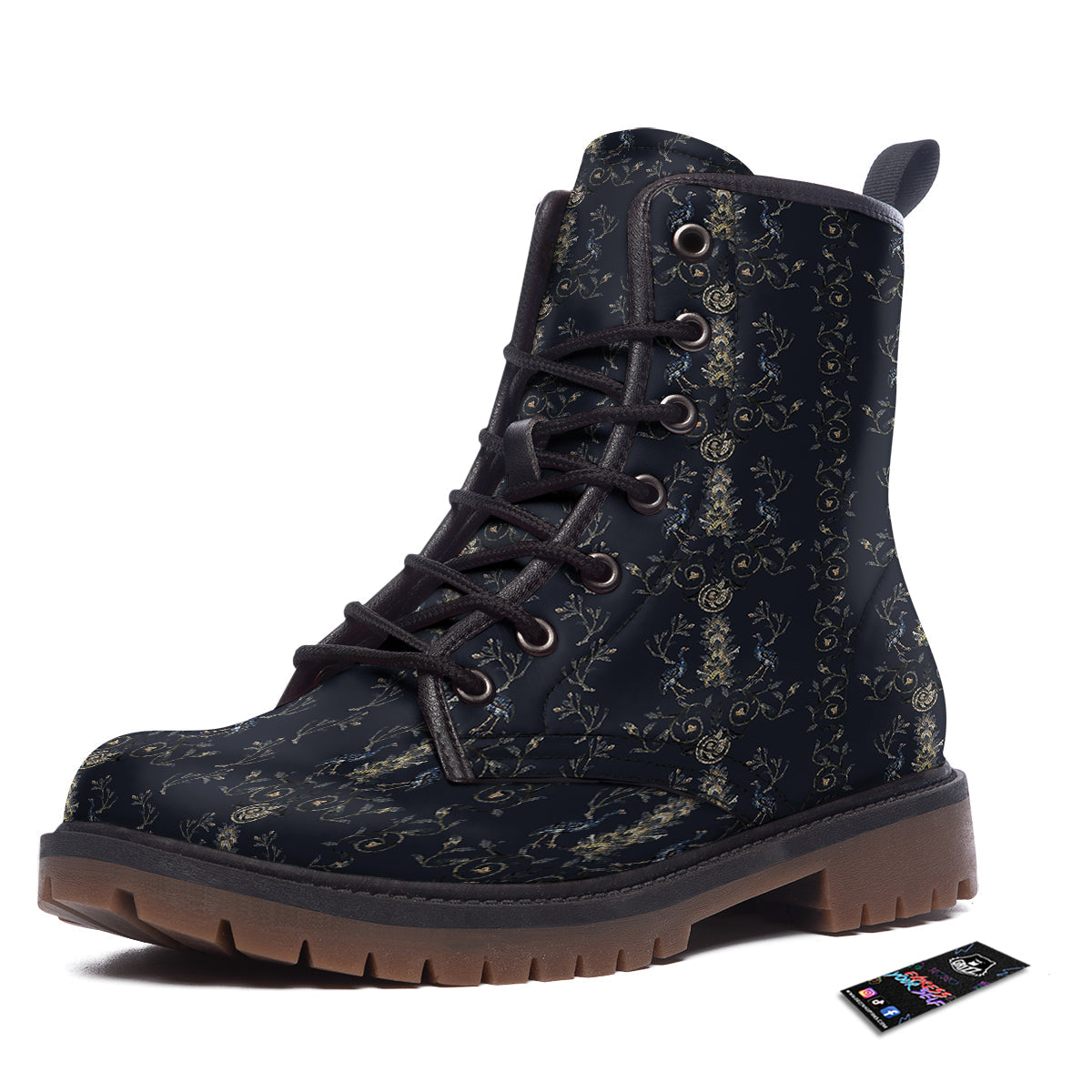 Mosaic Bird Pattern Work Boots-grizzshop