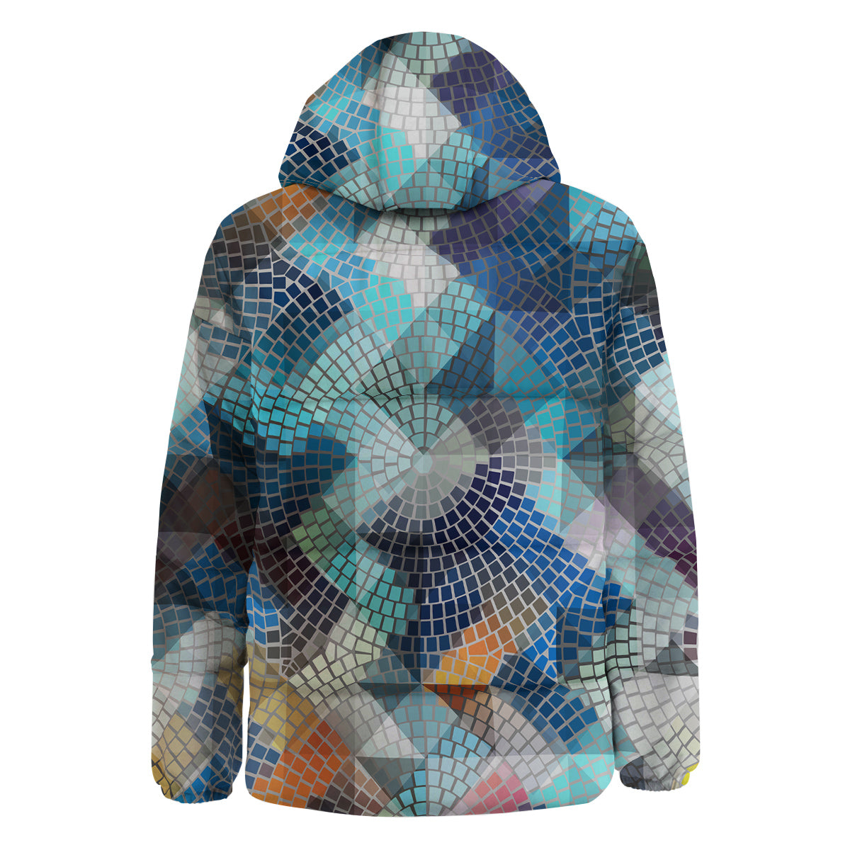 Mosaic Geometric Colorful Print Down Jacket-grizzshop