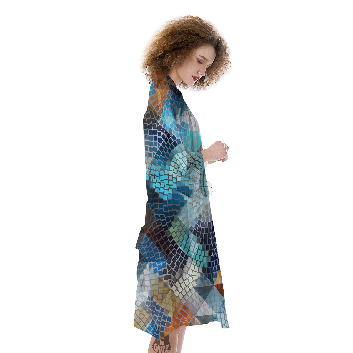 Mosaic Geometric Colorful Print Kimono-grizzshop