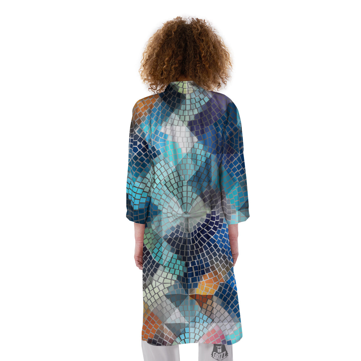 Mosaic Geometric Colorful Print Kimono-grizzshop