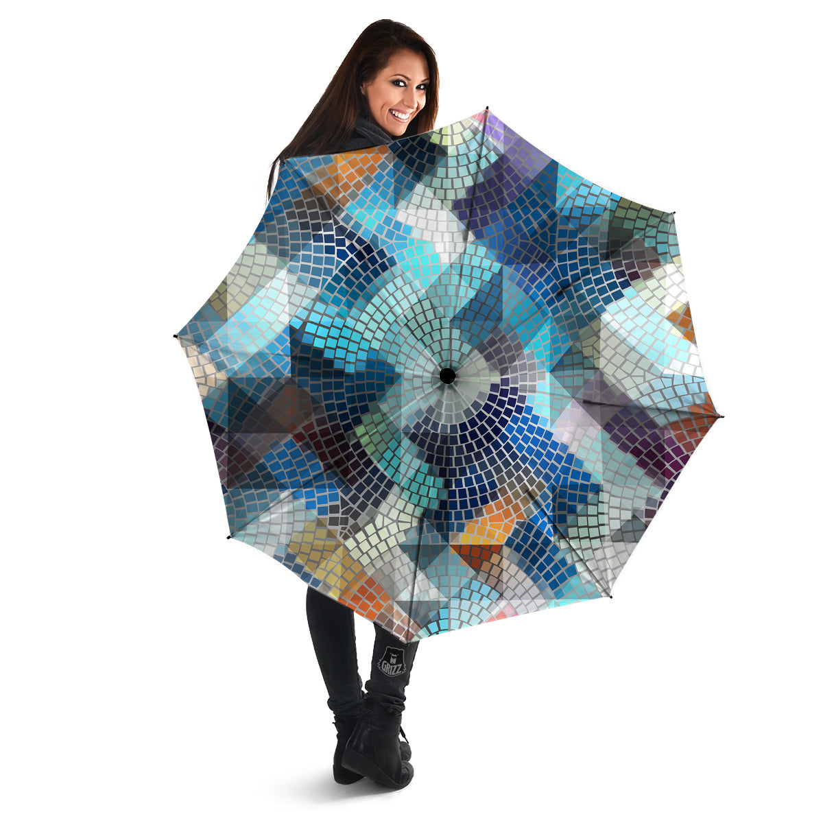 Mosaic Geometric Colorful Print Umbrella-grizzshop