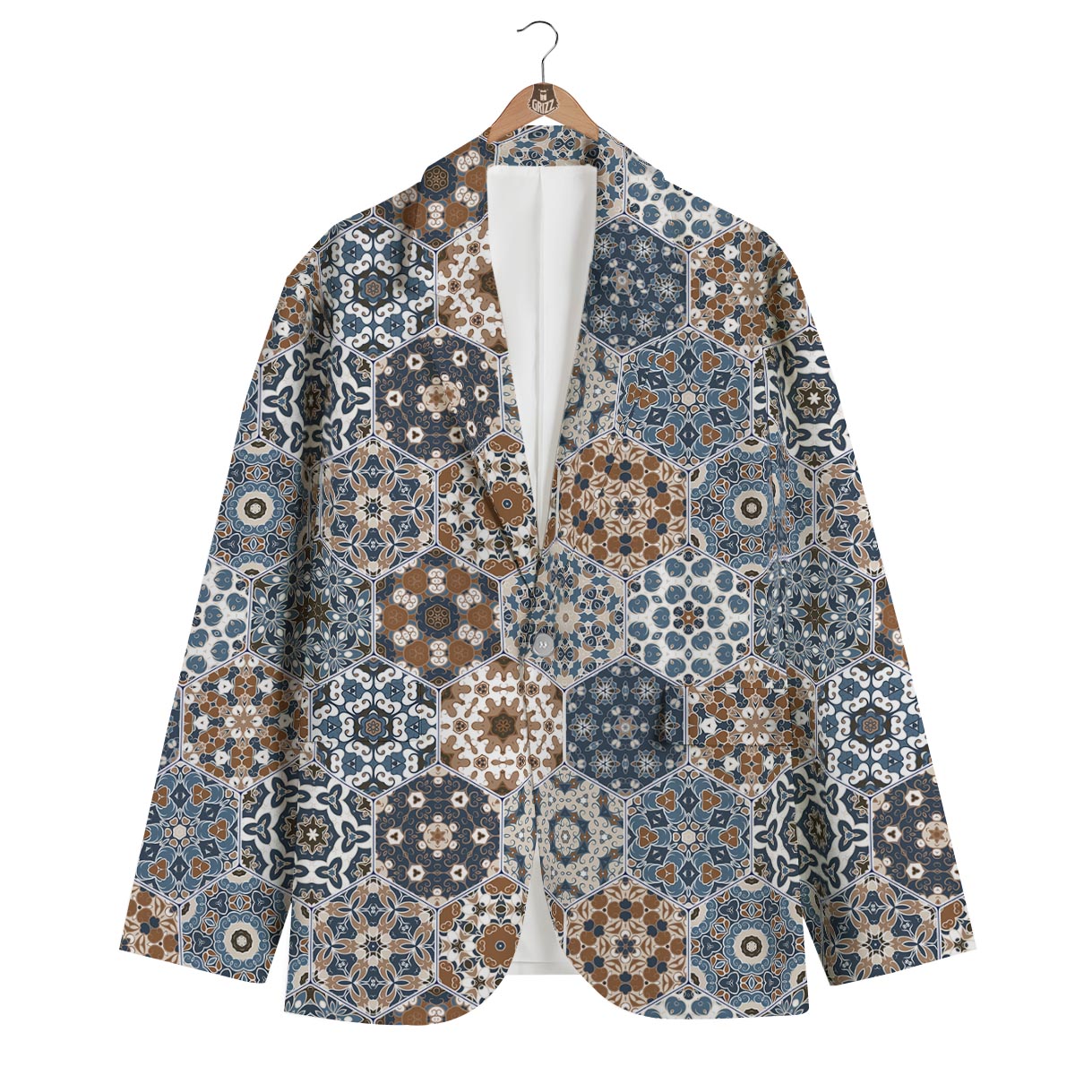 Mosaic Print Pattern Men's Blazer-grizzshop