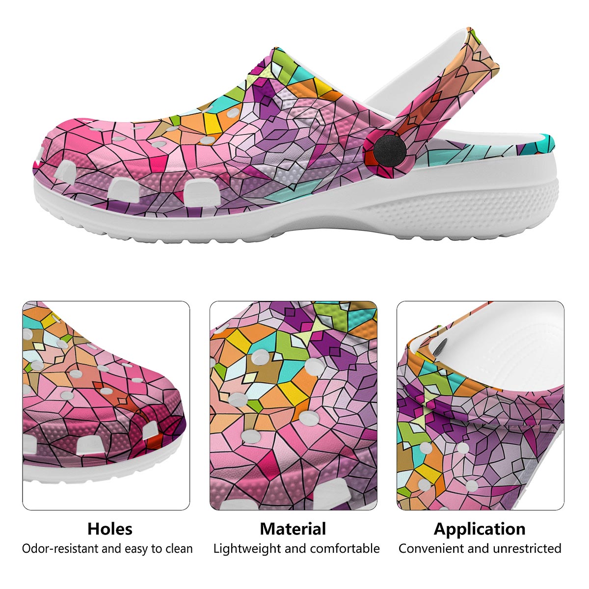 Mosaic Stained Glass Print Pattern Clog-grizzshop