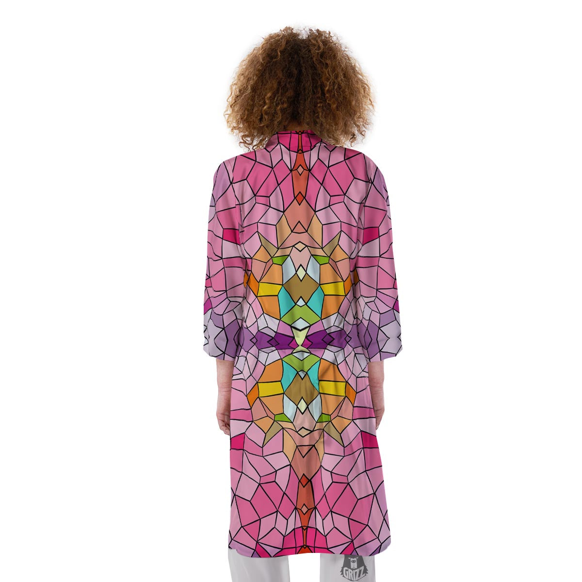 Mosaic Stained Glass Print Pattern Kimono-grizzshop