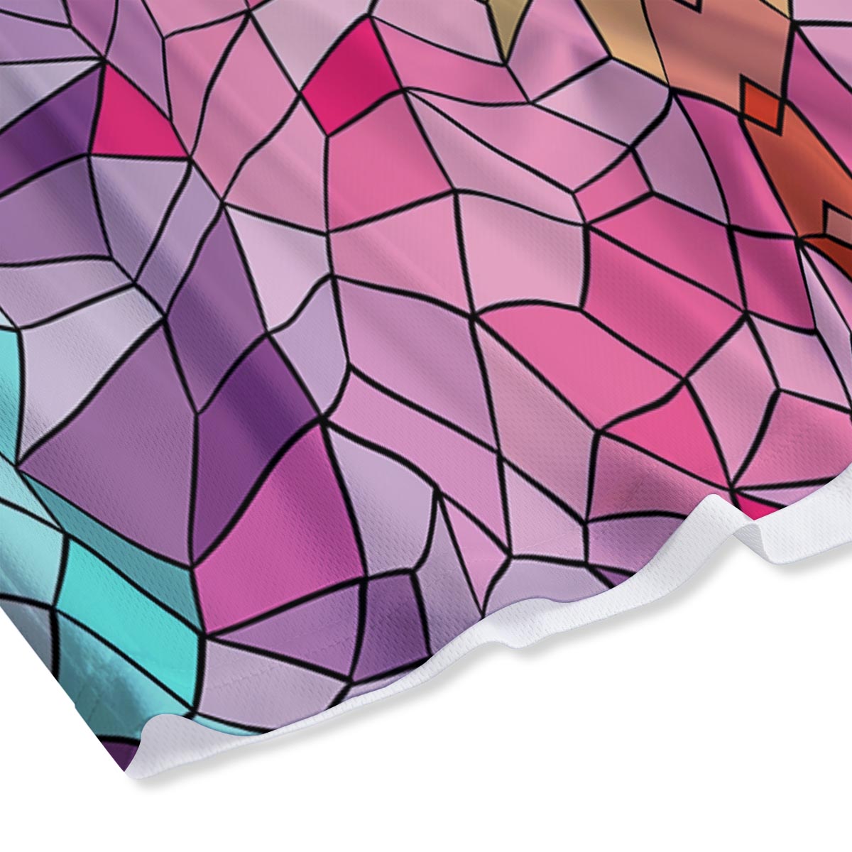 Mosaic Stained Glass Print Pattern Mesh Shorts