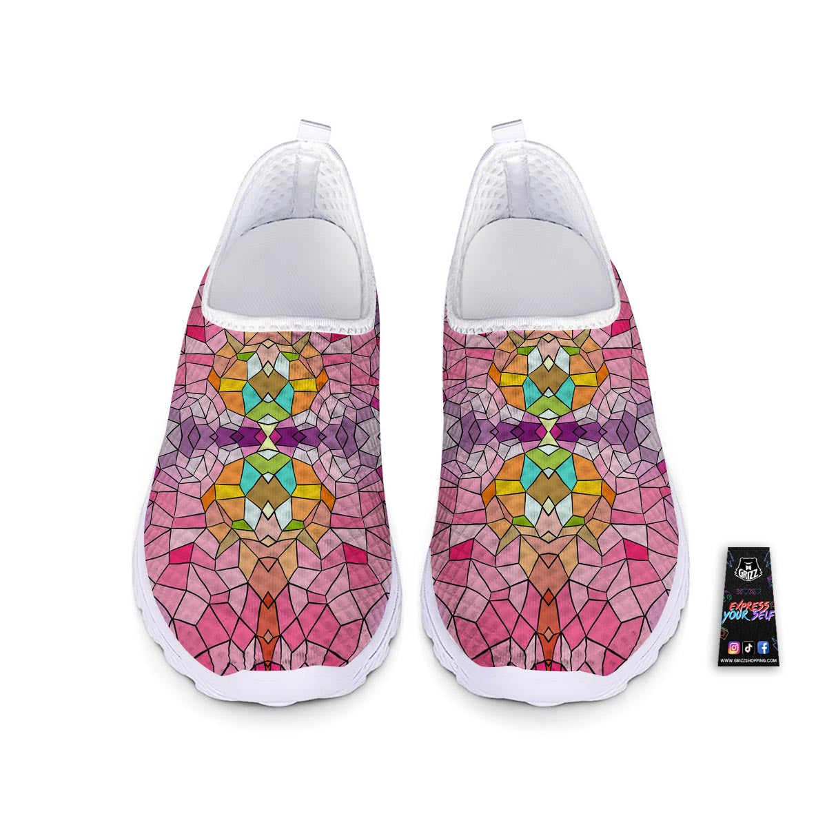 Mosaic Stained Glass Print Pattern Nurse Shoes-grizzshop