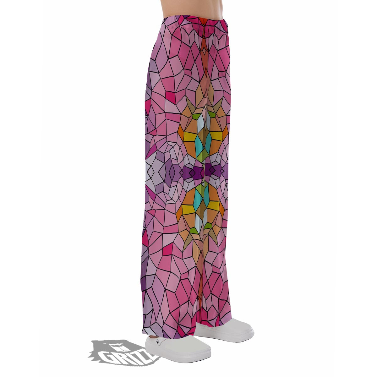 Mosaic Stained Glass Print Pattern Pajama Pants-grizzshop
