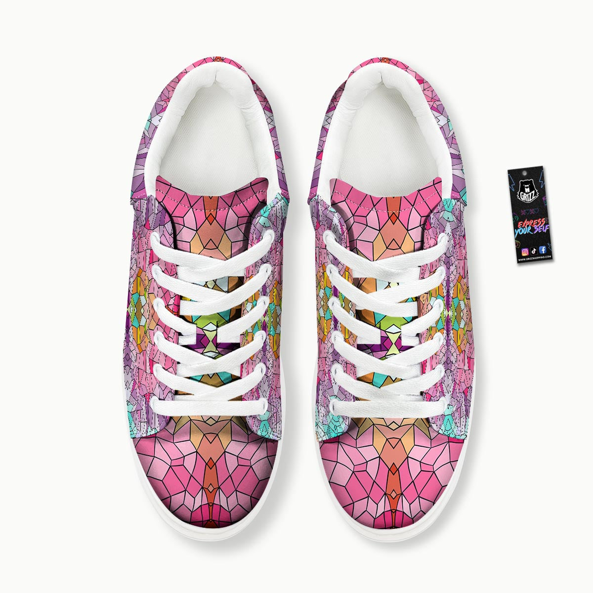 Mosaic Stained Glass Print Pattern Platform Shoes-grizzshop