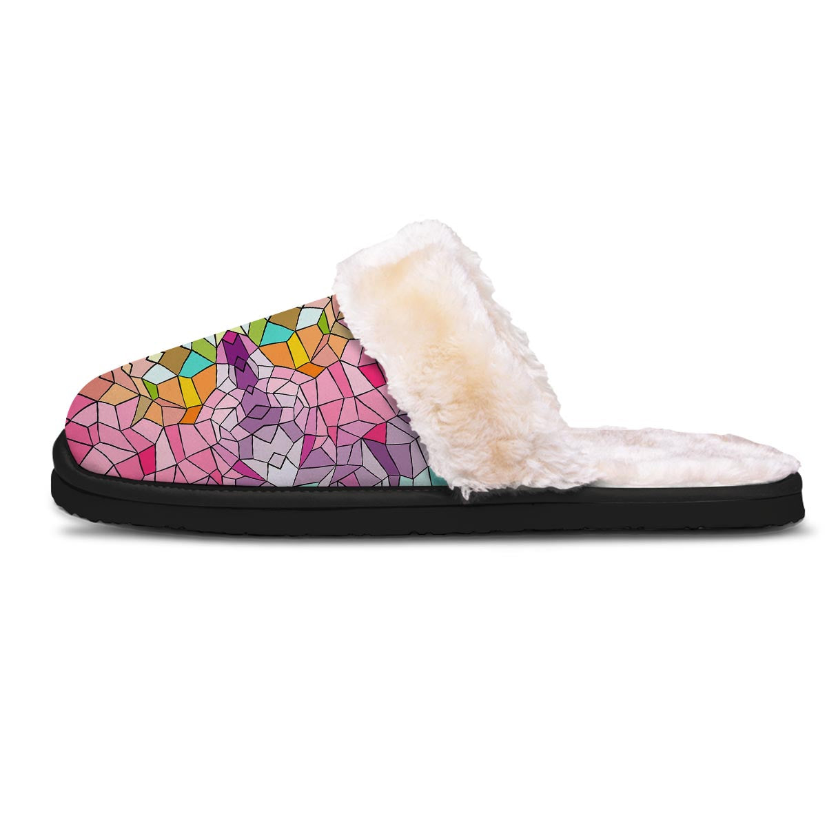 Mosaic Stained Glass Print Pattern Slippers-grizzshop