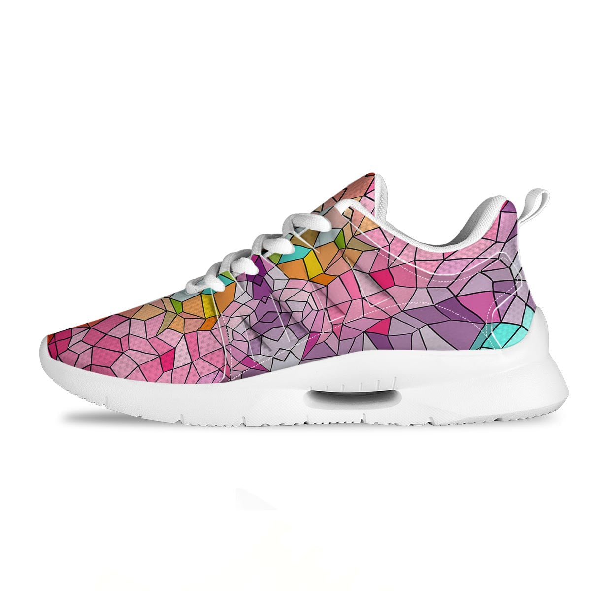 Mosaic Stained Glass Print Pattern Tennis Shoes-grizzshop
