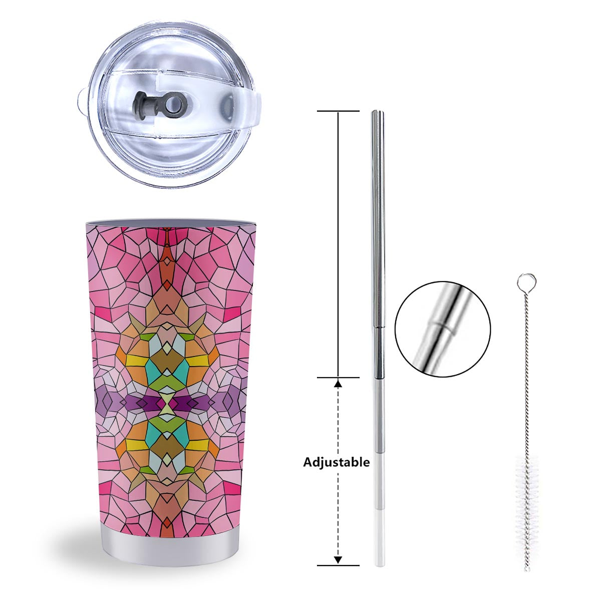 Mosaic Stained Glass Print Pattern Tumbler-grizzshop