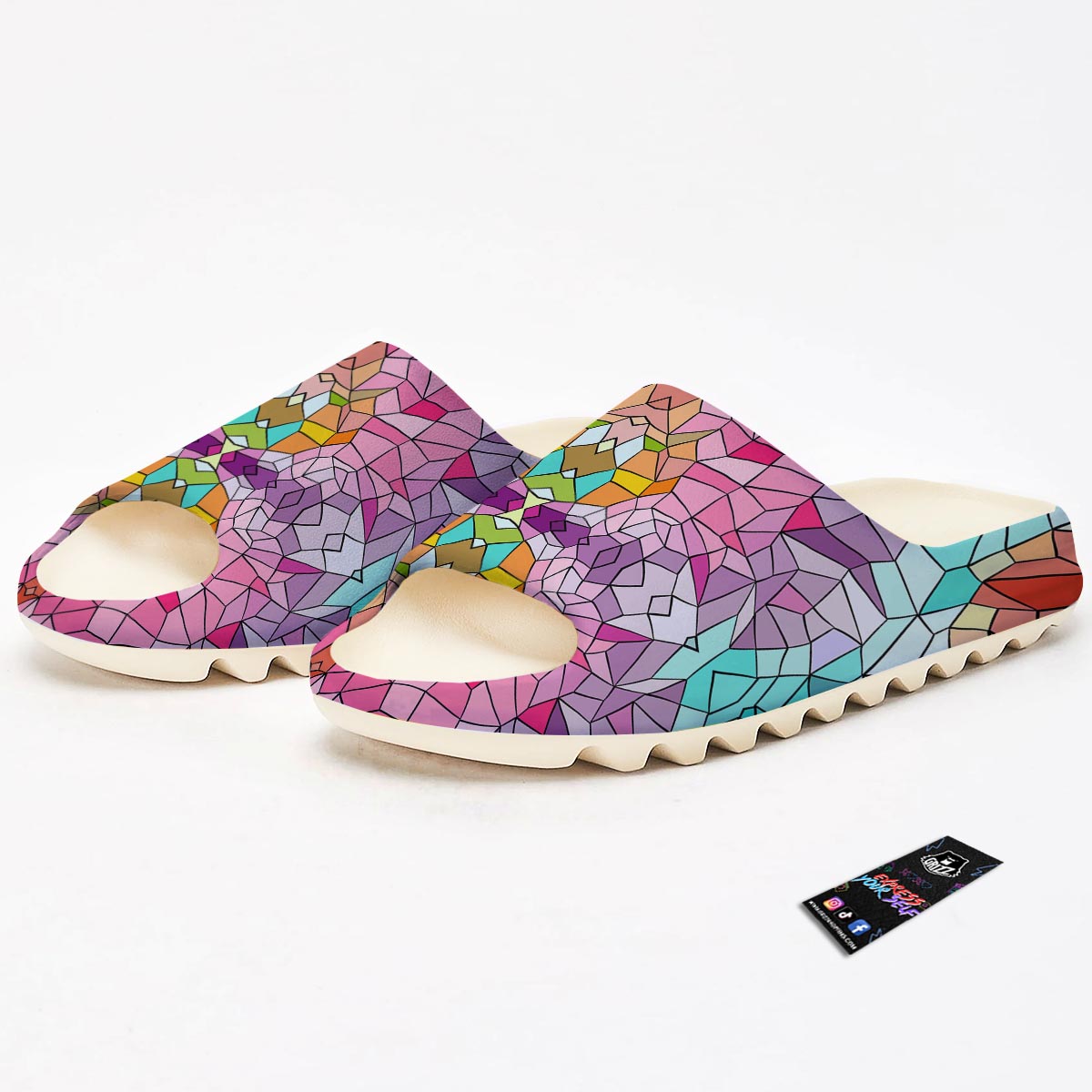 Mosaic Stained Glass Print Pattern Sandals-grizzshop
