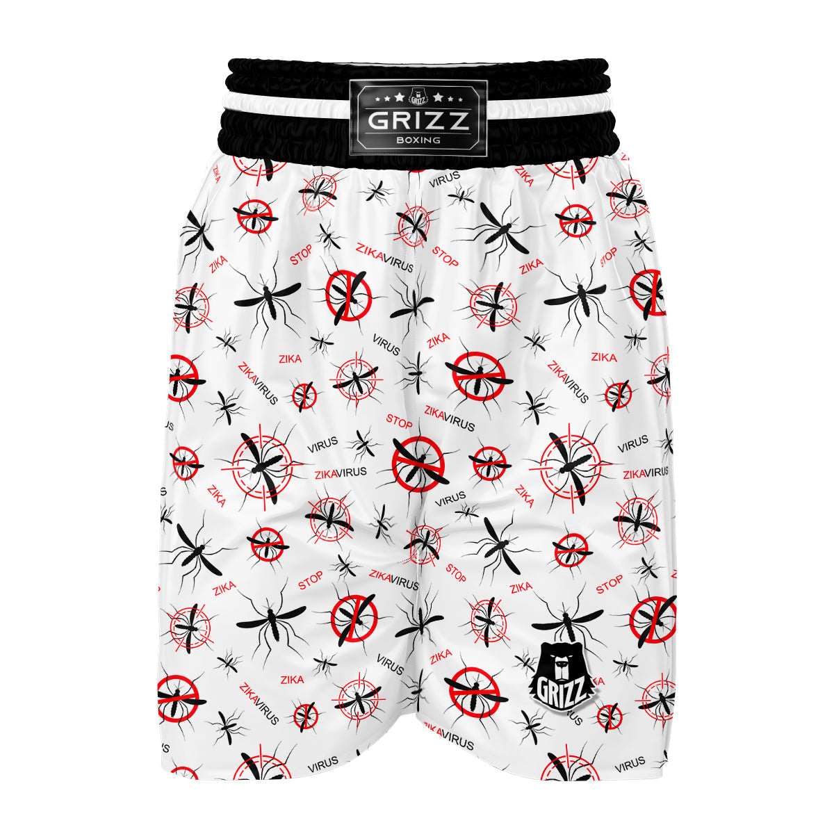 Mosquito Caution Print Pattern Boxing Shorts-grizzshop