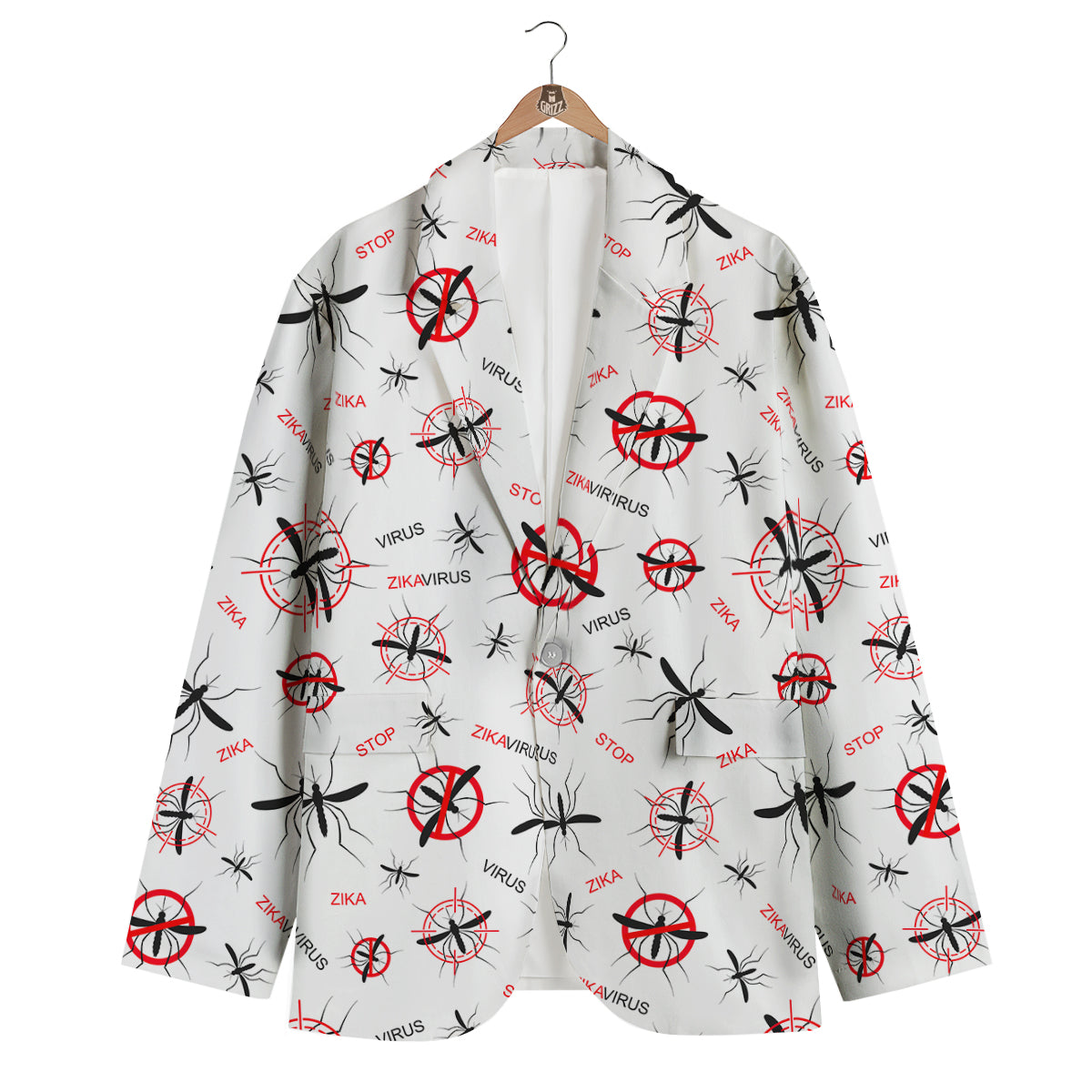 Mosquito Caution Print Pattern Men's Blazer-grizzshop