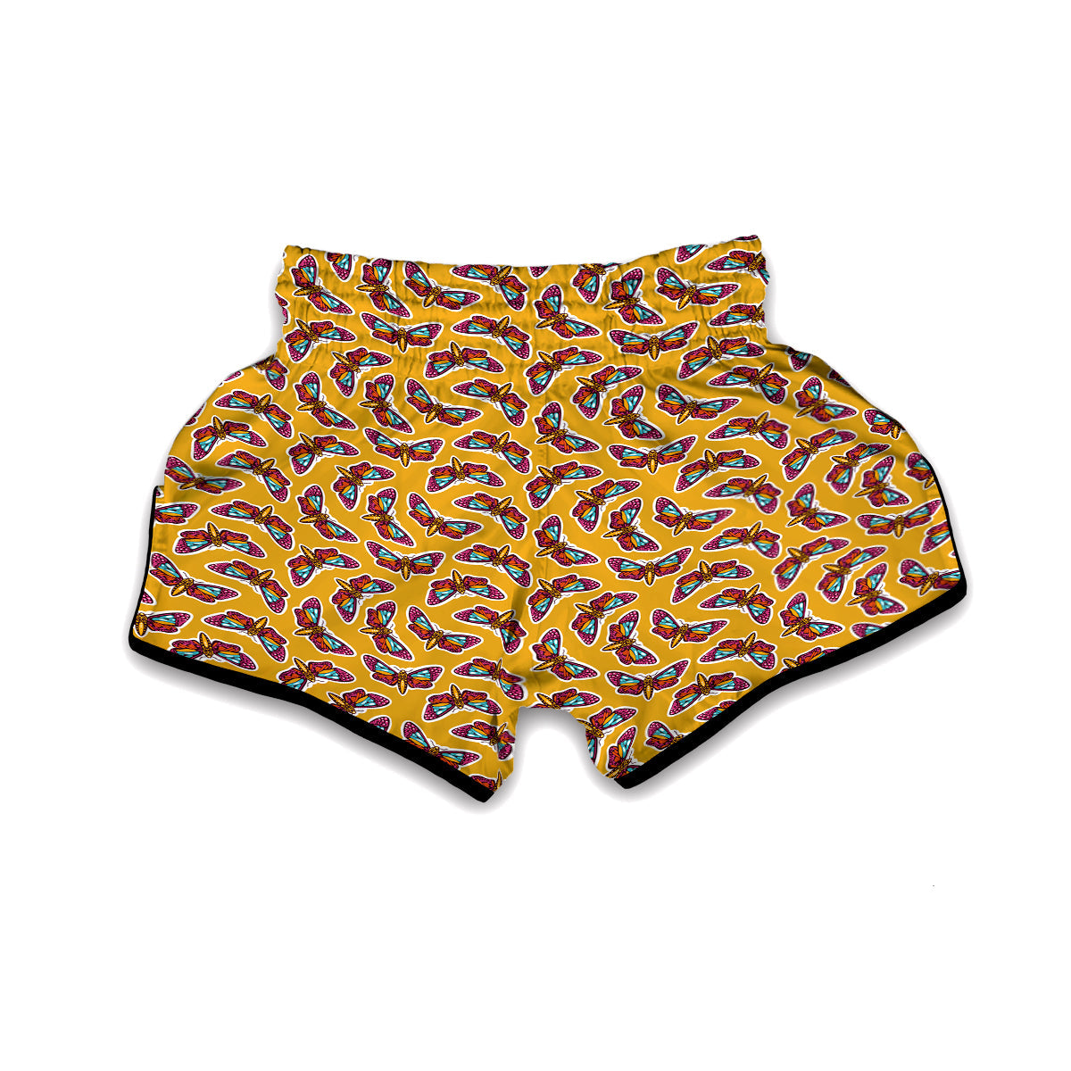 Moth Colorful And Yellow Print Pattern Muay Thai Boxing Shorts-grizzshop