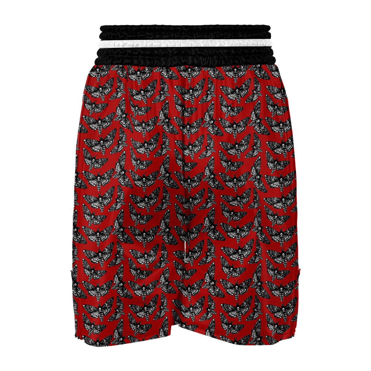 Moth Skull Red Print Pattern Boxing Shorts-grizzshop