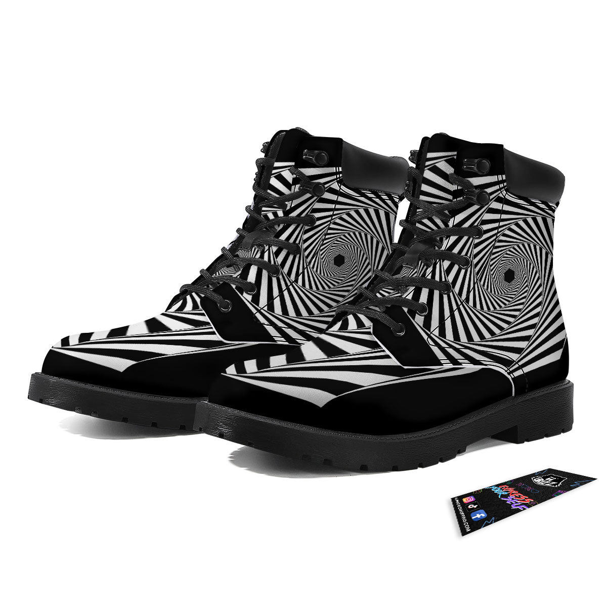 Motion Illusion Angular Swirl Print Boots-grizzshop