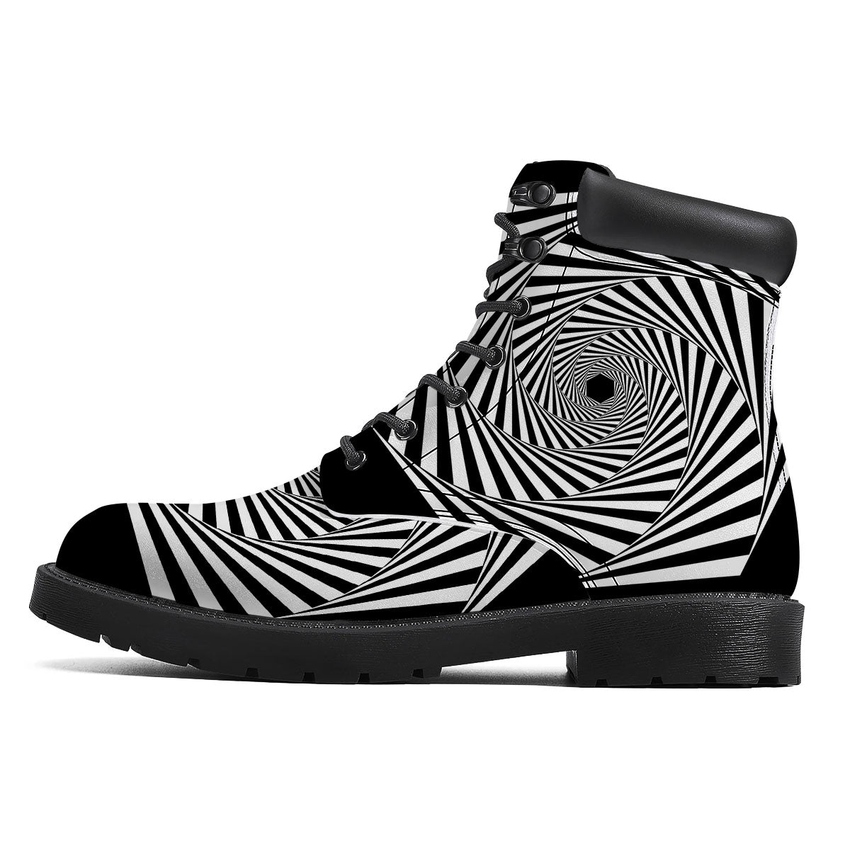 Motion Illusion Angular Swirl Print Boots-grizzshop