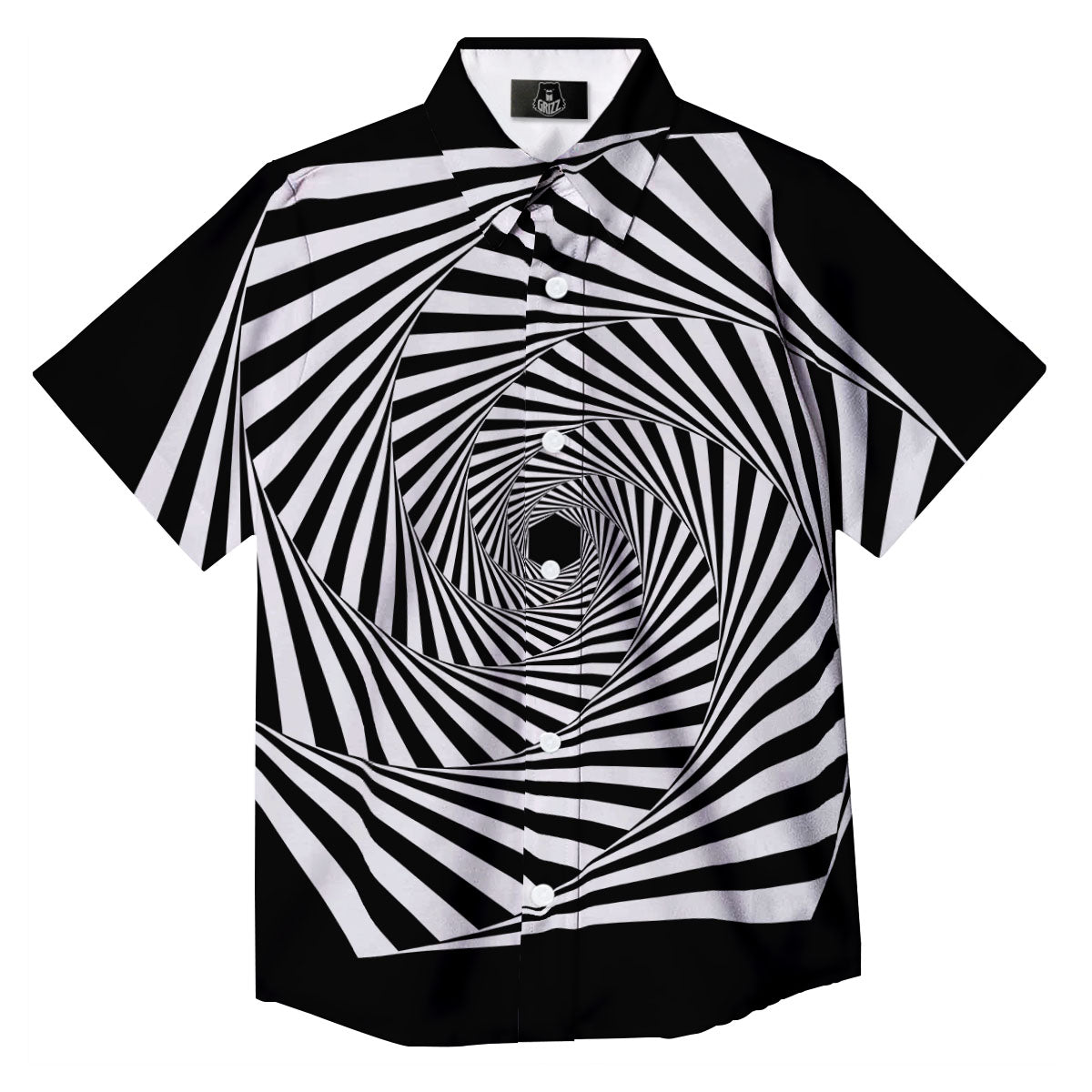 Motion Illusion Angular Swirl Print Button Up Shirt-grizzshop