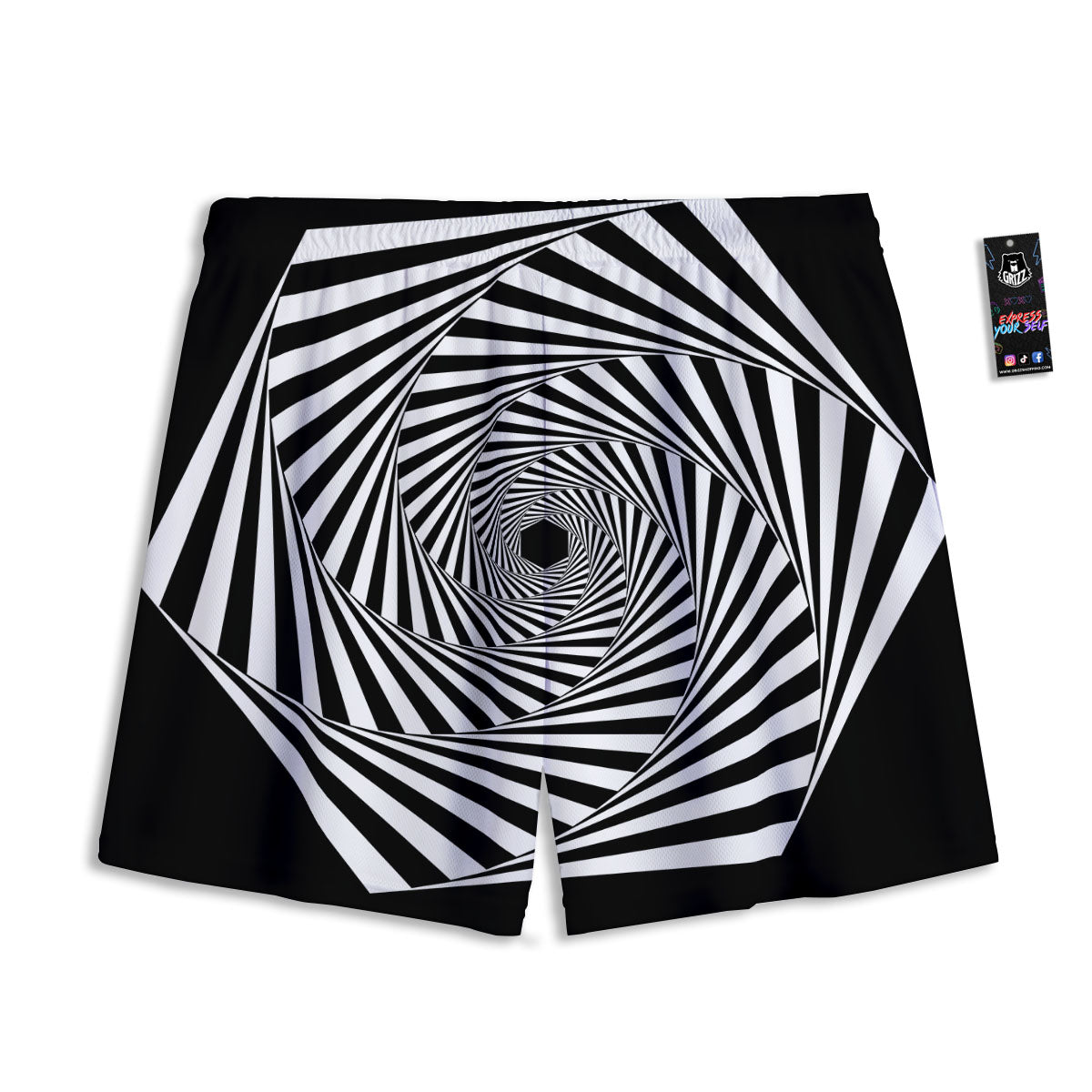 Motion Illusion Angular Swirl Print Mesh Shorts-grizzshop