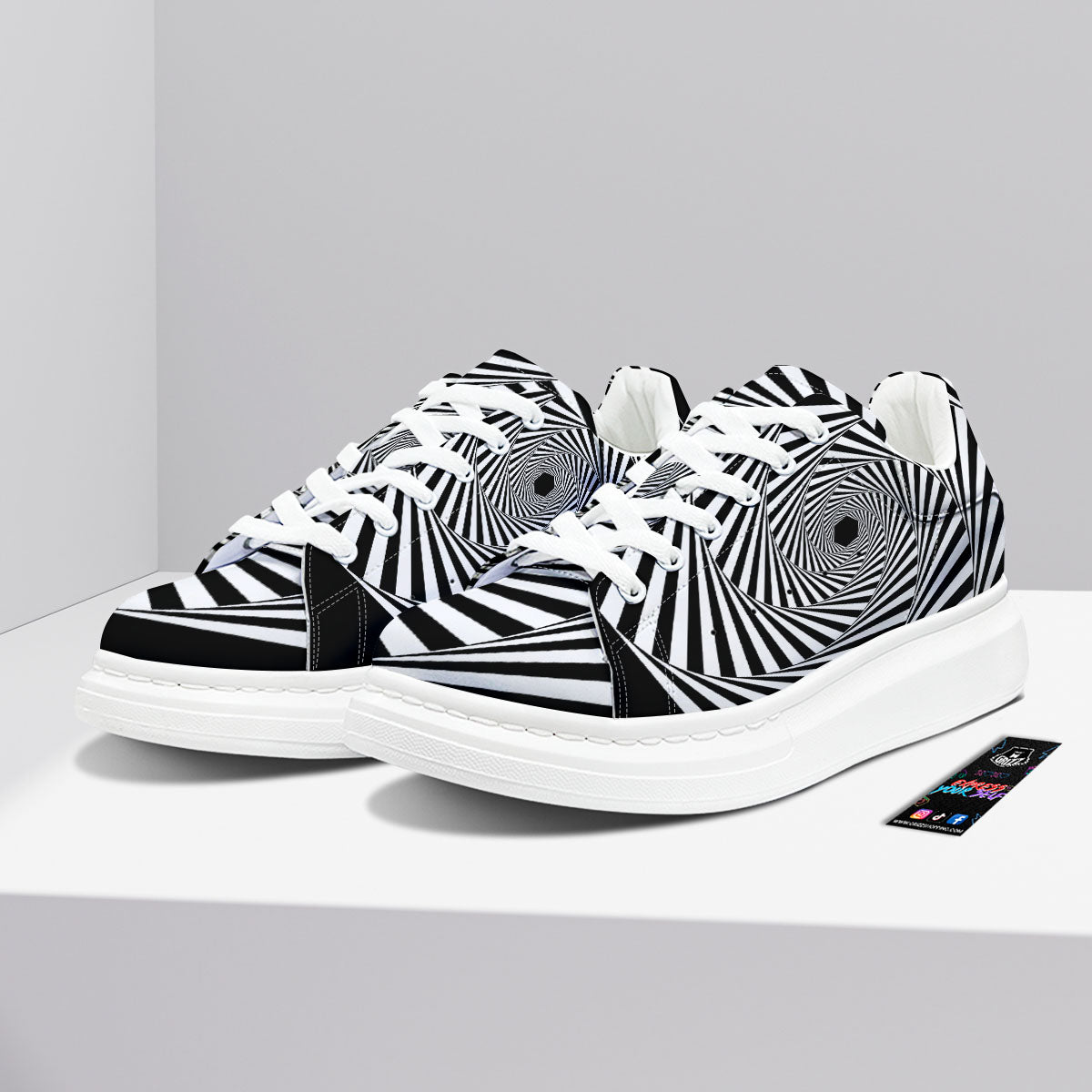 Motion Illusion Angular Swirl Print Platform Shoes-grizzshop