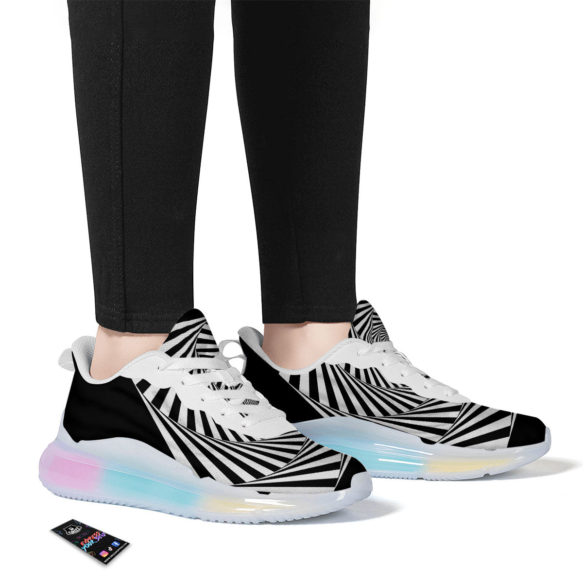 Motion Illusion Angular Swirl Print Running Sneakers-grizzshop