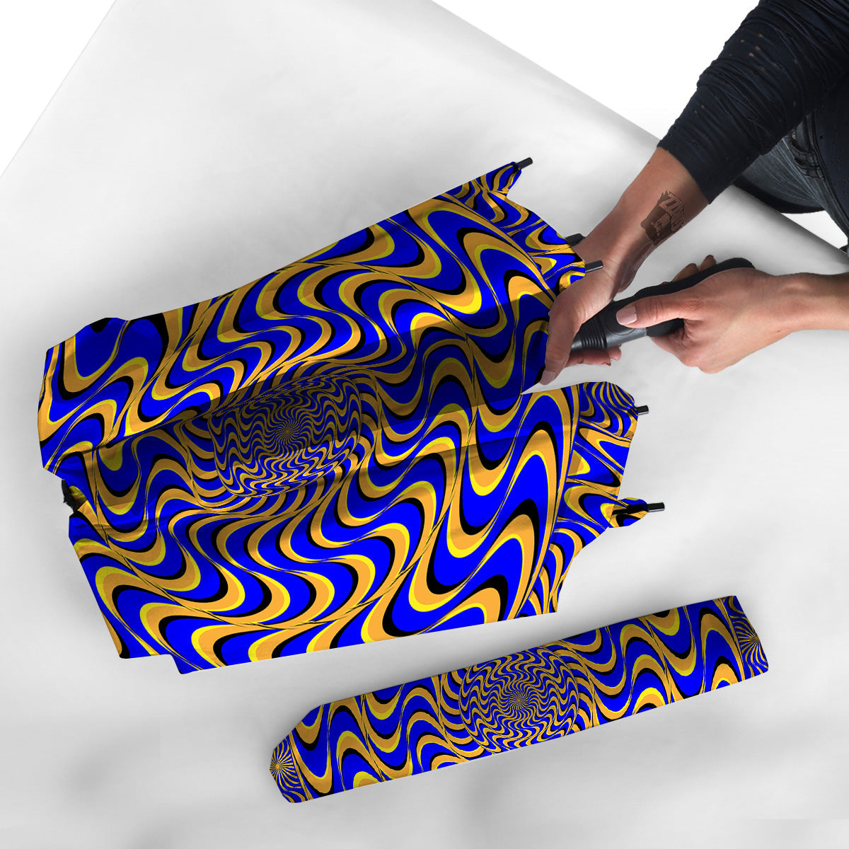 Motion Illusion Yellow And Blue Print Umbrella-grizzshop