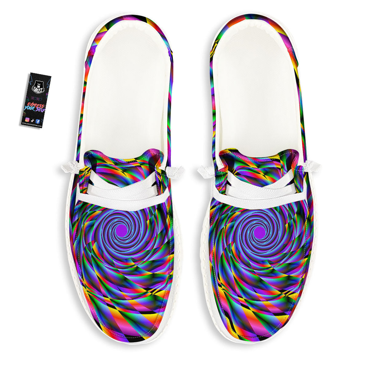 Motion Psychedelic Illusory Print Black Loafers-grizzshop