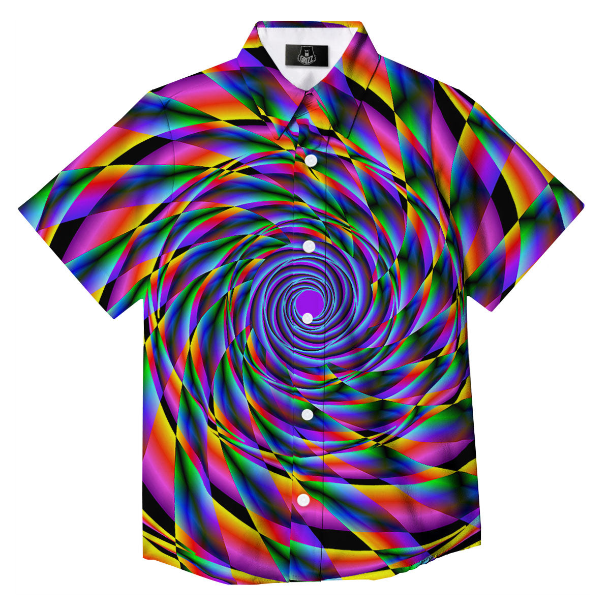 Motion Psychedelic Illusory Print Button Up Shirt-grizzshop