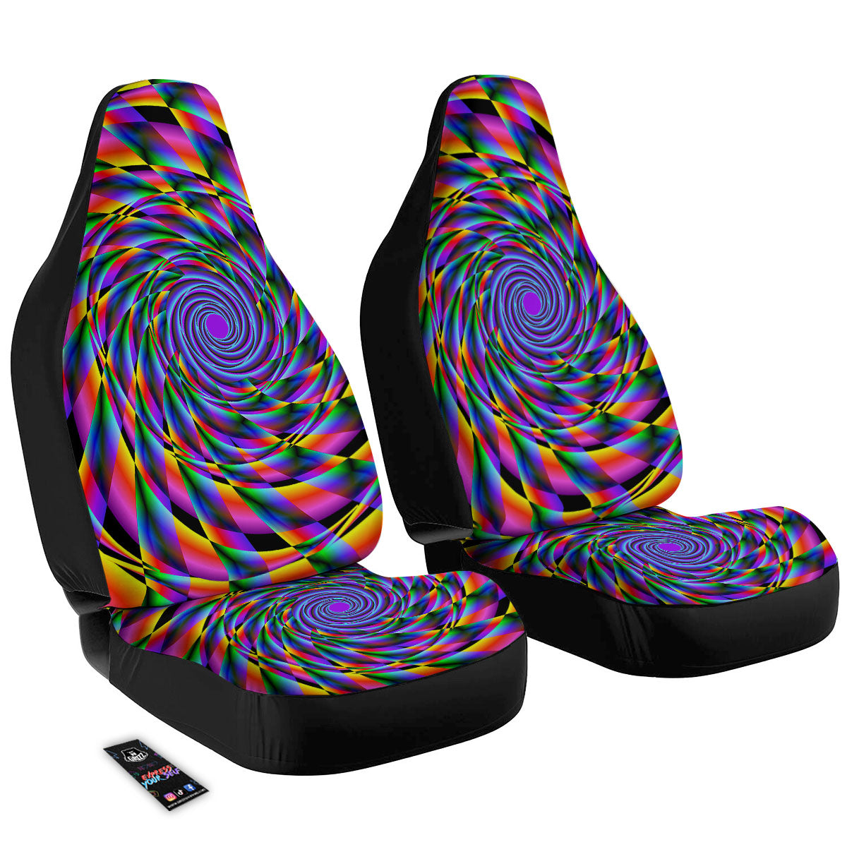 Motion Psychedelic Illusory Print Car Seat Covers-grizzshop