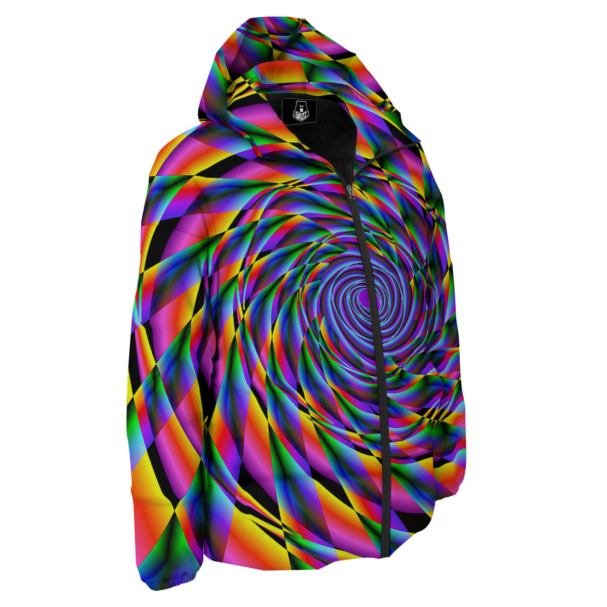 Motion Psychedelic Illusory Print Down Jacket-grizzshop