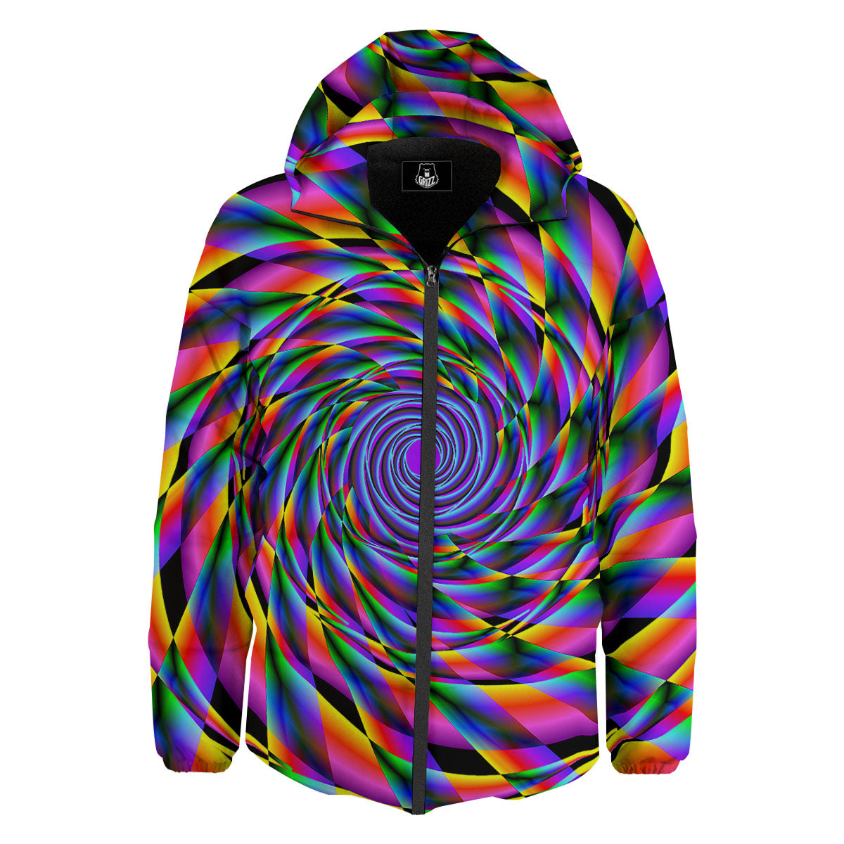 Motion Psychedelic Illusory Print Down Jacket-grizzshop