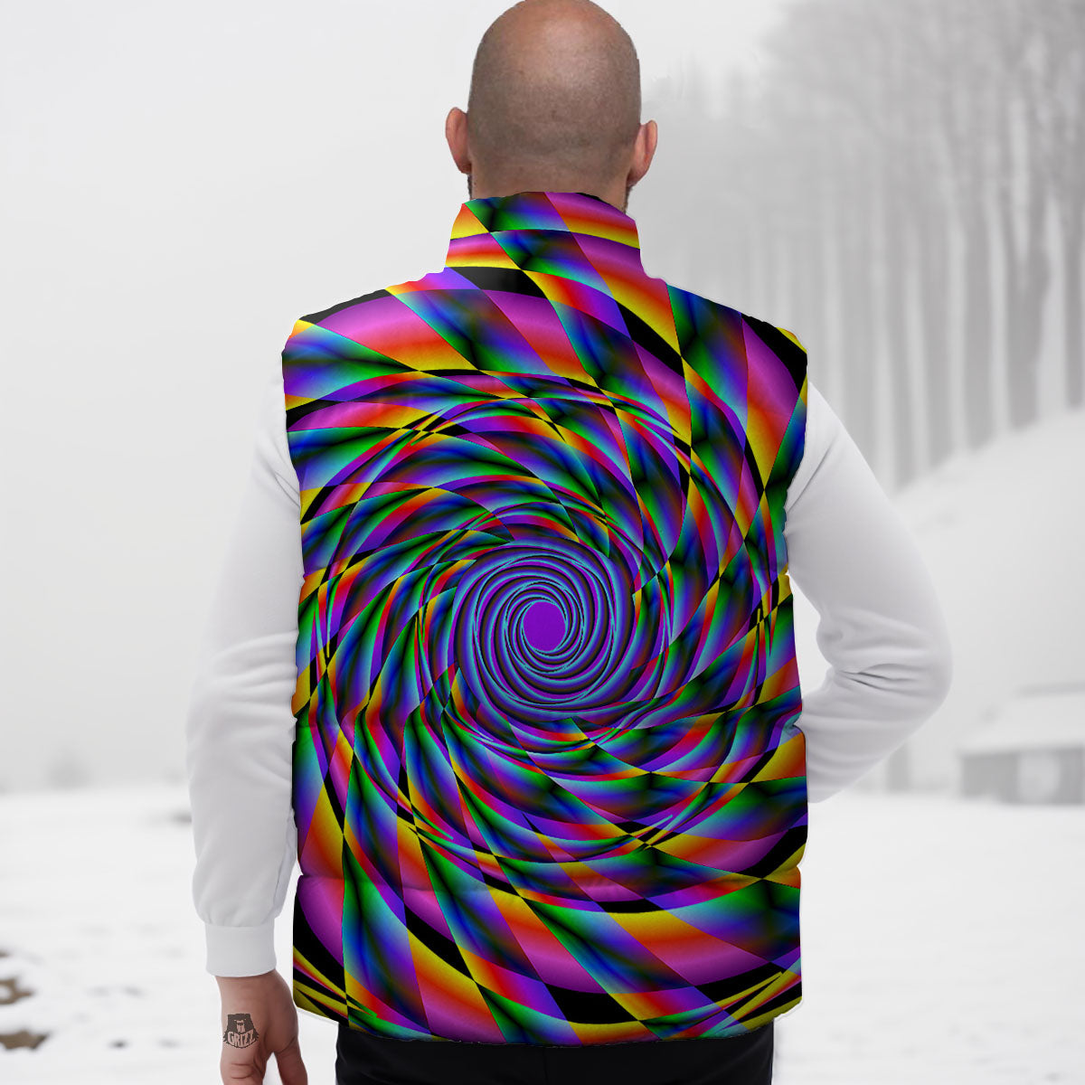 Motion Psychedelic Illusory Print Down Vest