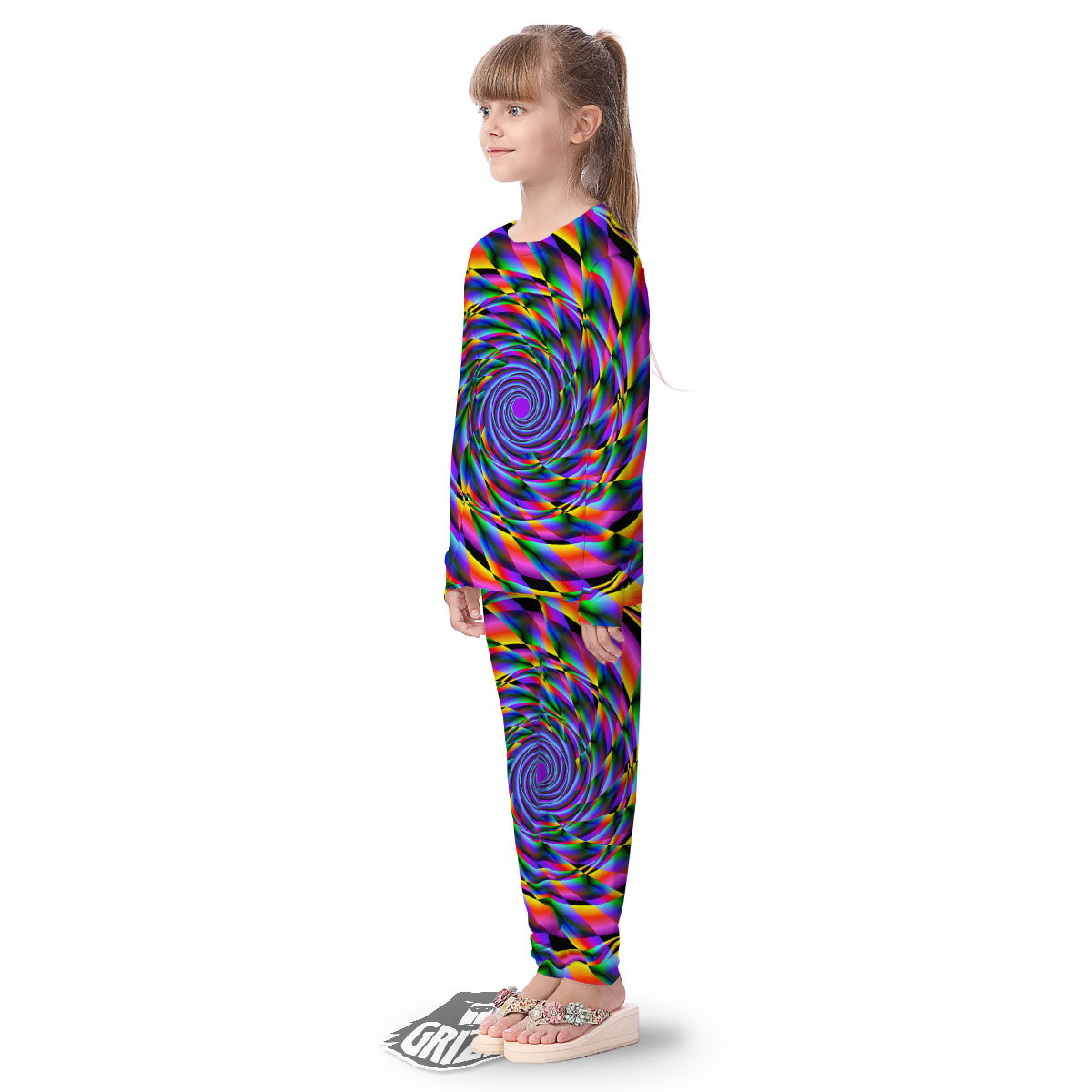 Motion Psychedelic Illusory Print Kid's Pajamas-grizzshop
