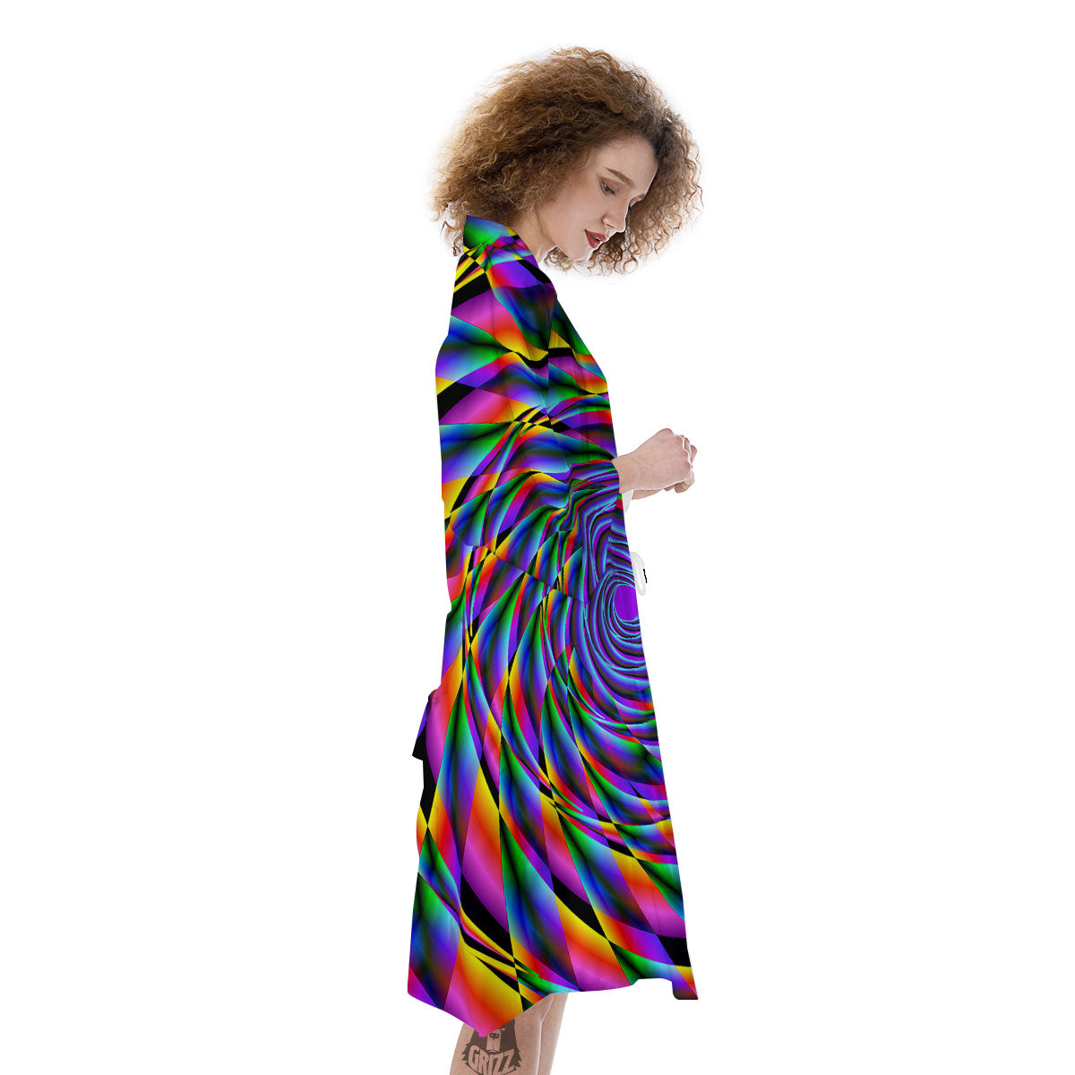 Motion Psychedelic Illusory Print Kimono-grizzshop