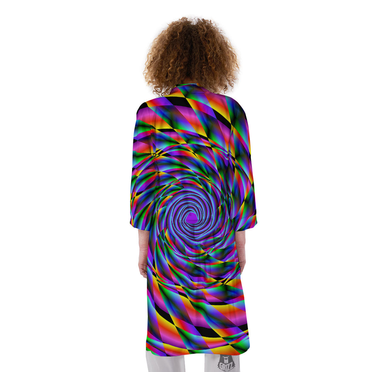 Motion Psychedelic Illusory Print Kimono-grizzshop