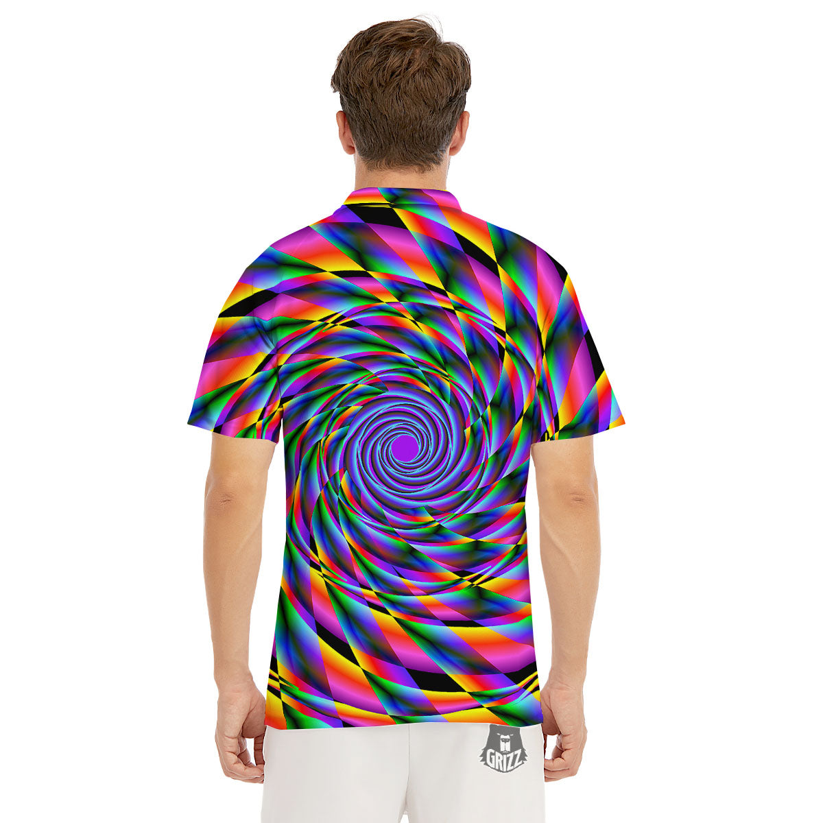 Motion Psychedelic Illusory Print Men's Golf Shirts-grizzshop