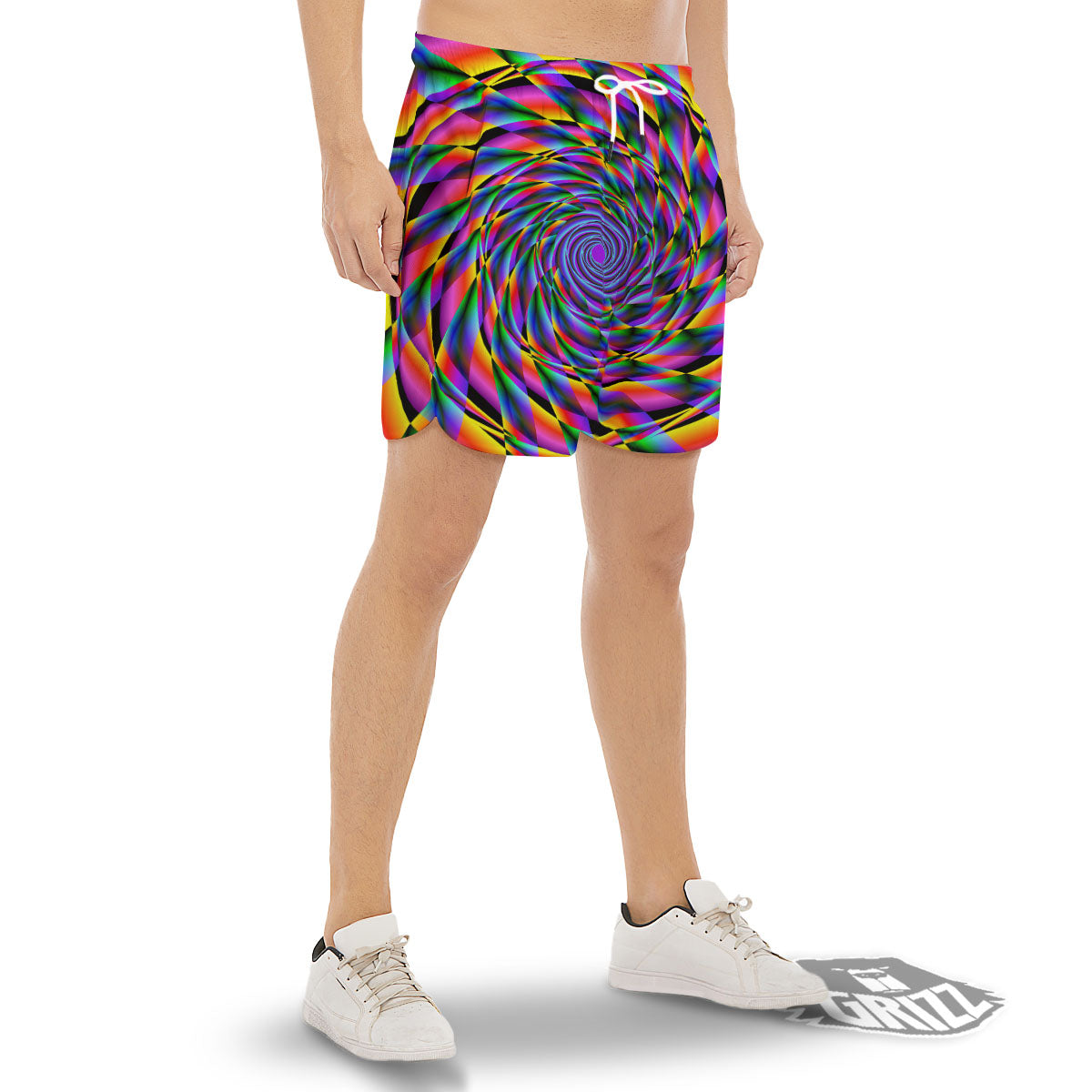 Motion Psychedelic Illusory Print Men's Gym Shorts-grizzshop