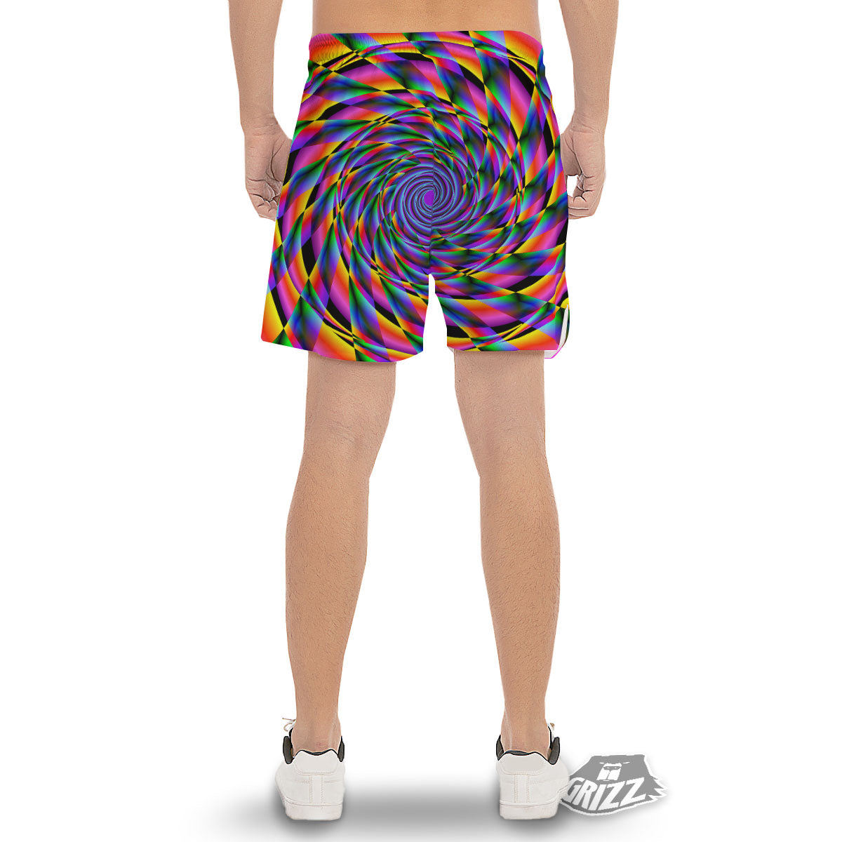 Motion Psychedelic Illusory Print Men's Gym Shorts-grizzshop