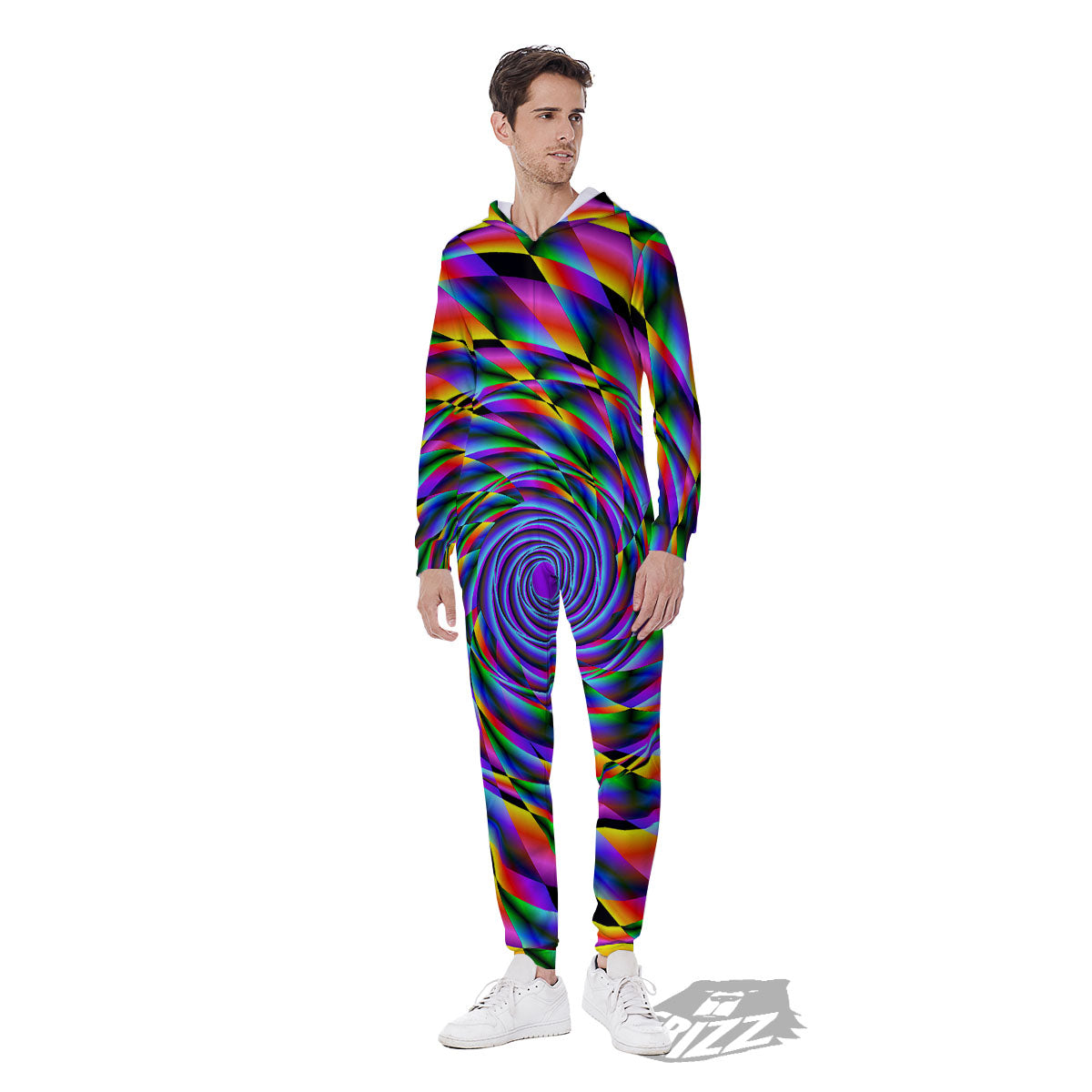 Motion Psychedelic Illusory Print Men's Jumpsuit-grizzshop