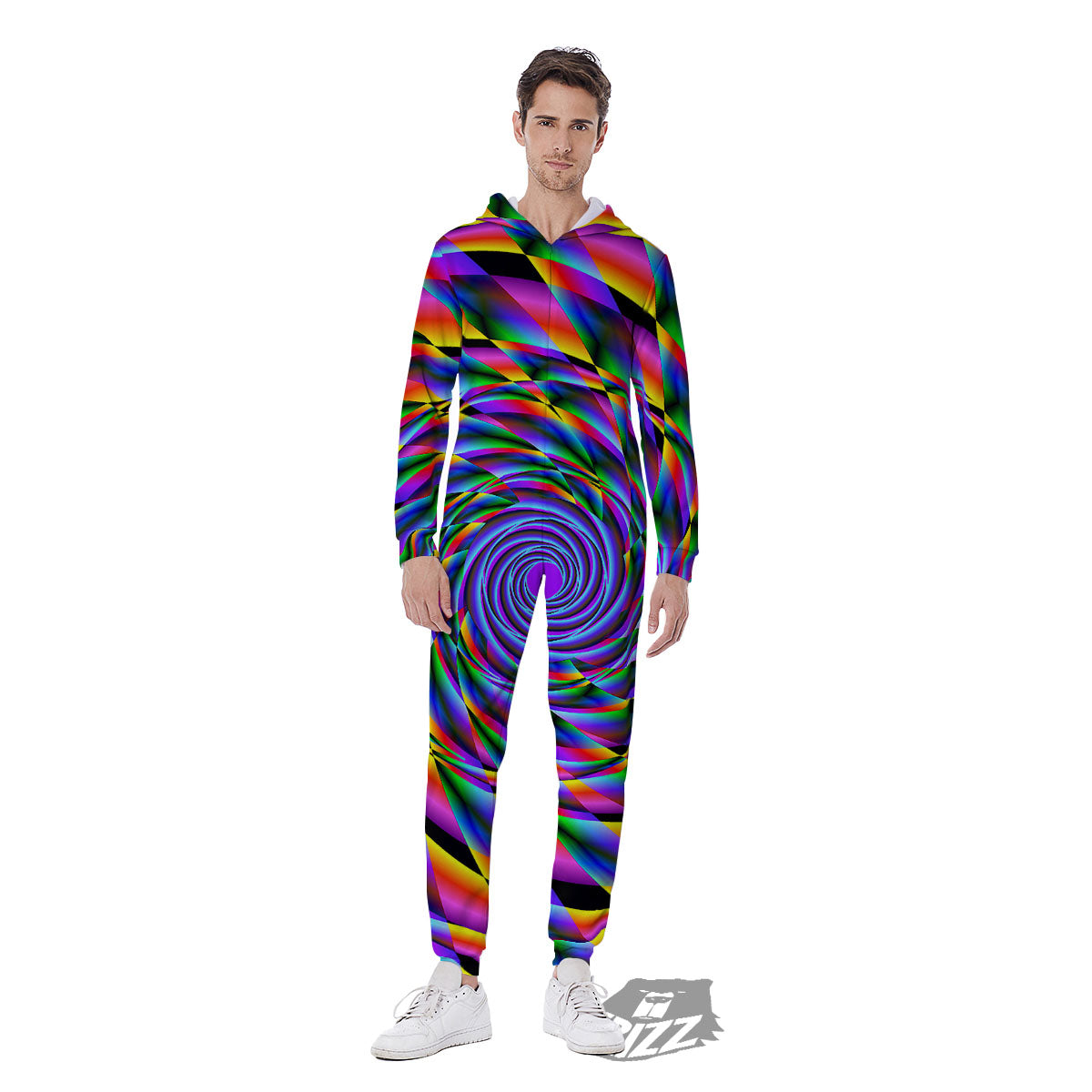 Motion Psychedelic Illusory Print Men's Jumpsuit-grizzshop