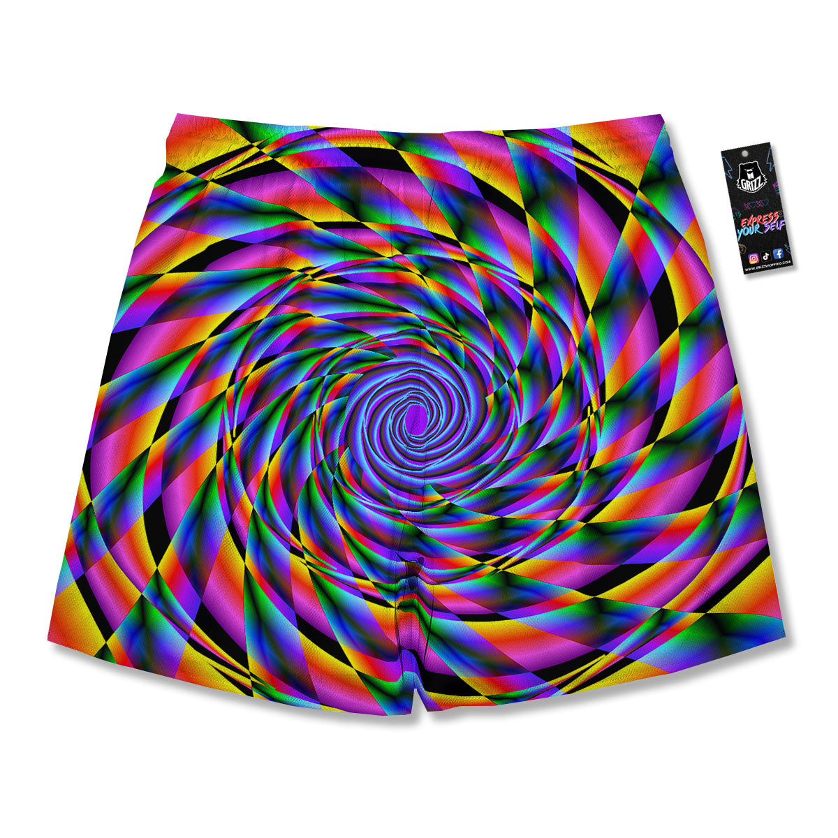 Motion Psychedelic Illusory Print Men's Running Shorts-grizzshop