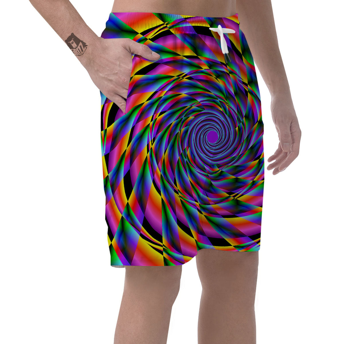 Motion Psychedelic Illusory Print Men's Shorts-grizzshop