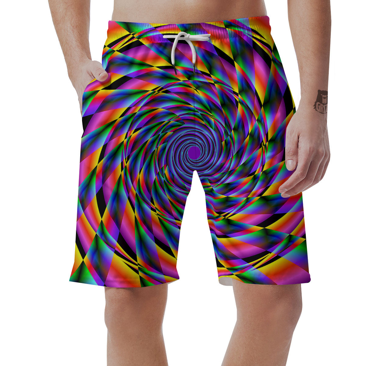Motion Psychedelic Illusory Print Men's Shorts-grizzshop