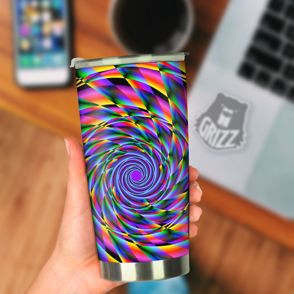 Motion Psychedelic Illusory Print Tumbler-grizzshop