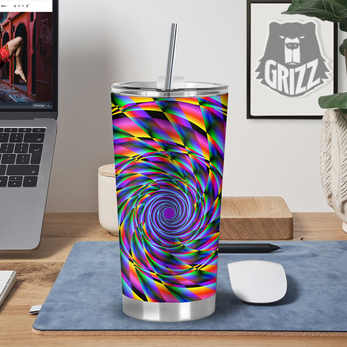 Motion Psychedelic Illusory Print Tumbler-grizzshop