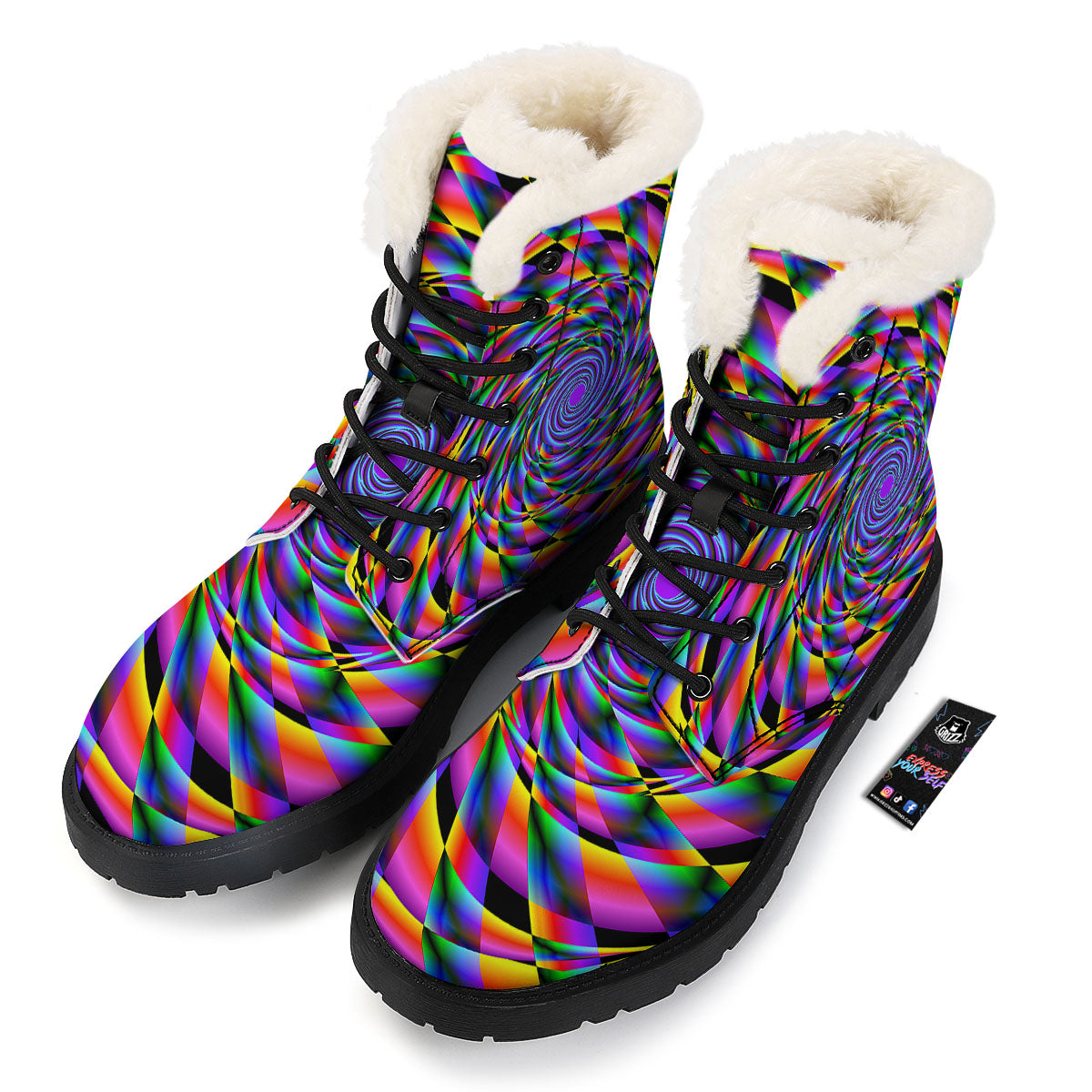Motion Psychedelic Illusory Print Winter Boots-grizzshop